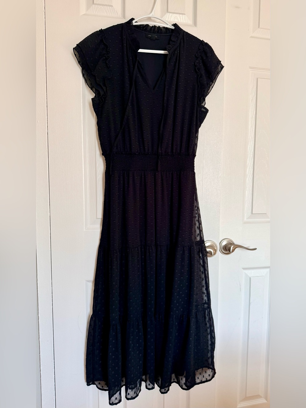 Women's Black Maxi Dress with Smocked Waist